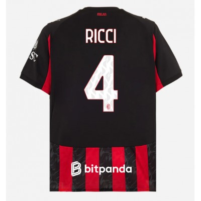 Camiseta AC Milan Samuele Ricci #4 Primera Equipación Replica 2025-26 mangas cortas Camiseta AC Milan Samuele Ricci #4 Primera Equipación Replica 2025-26 mangas cortas